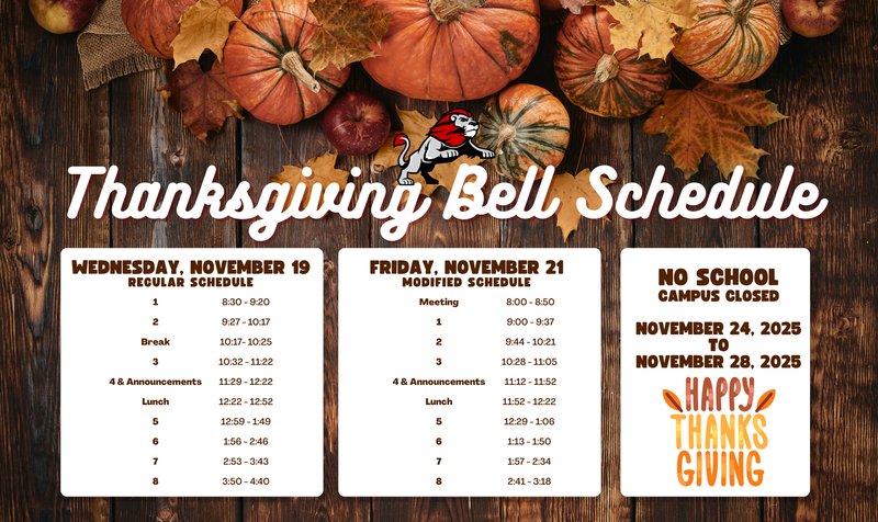 Special Bell Schedule — November 17-21
