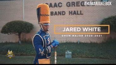 A photo of Jared White_former Baker High Drum Major_now the 2020-2021 Human JukeBox Drum Major