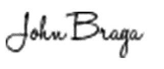 Signature, black text