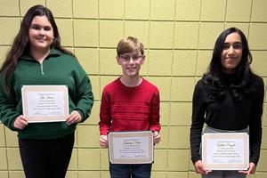 December students of the month: Lily Thoma, Zachary Tucek, and Adithri Pingali