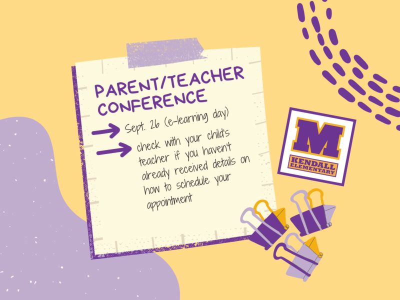 promo graphic - Kendall Elementary parent/teacher conferences September 2025