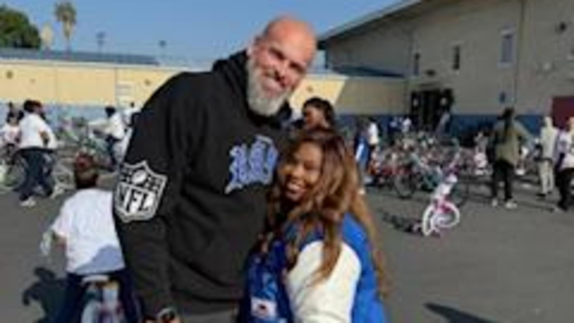 Rams Player with School Principal Mrs. Branch