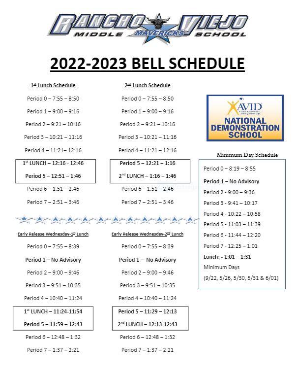 Bell Schedule Bell Schedule Rancho Viejo Middle School