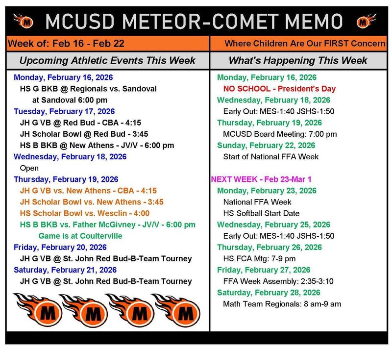 MCUSD Weekly Memo for February 16 to 22 Featured Photo