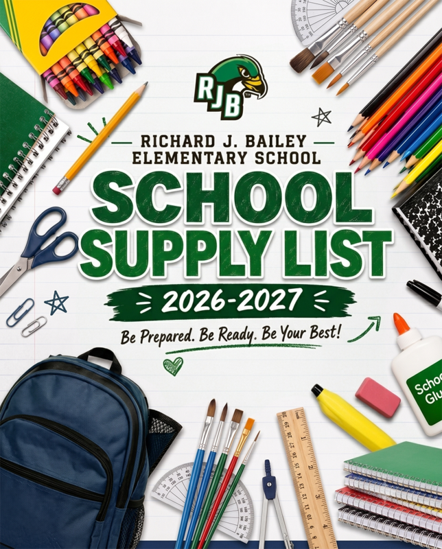 2026-2027 RJB Fifth Grade School Supply List