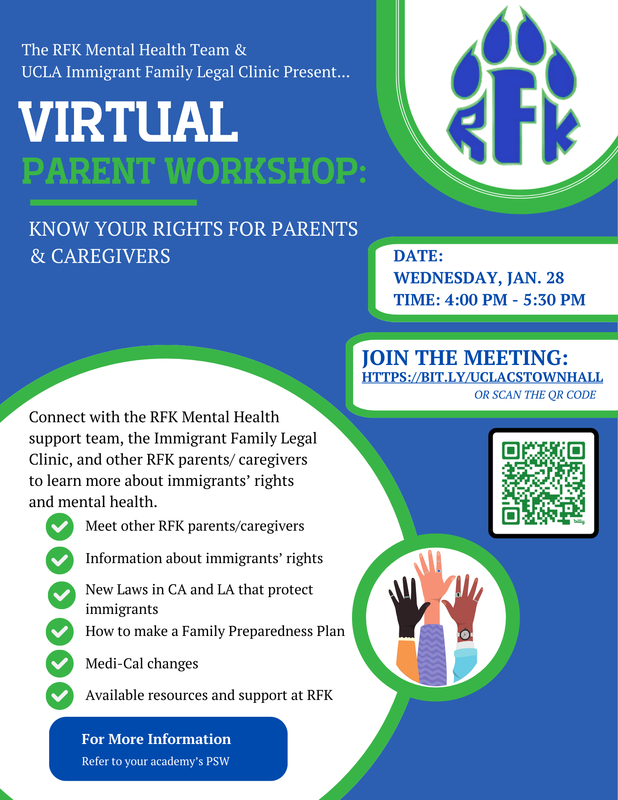 "Know Your Rights" Virtual Parent/Guardian Workshop Flyer