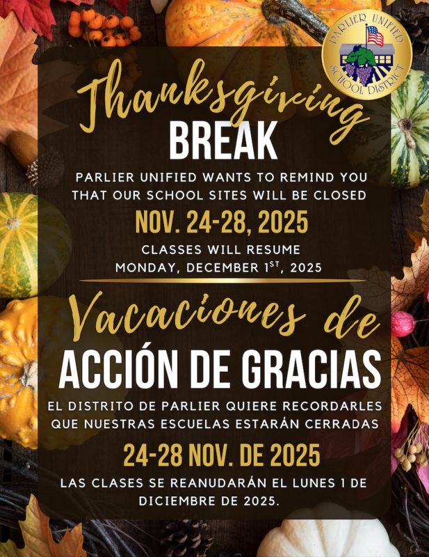 Thanksgiving Break Announcement