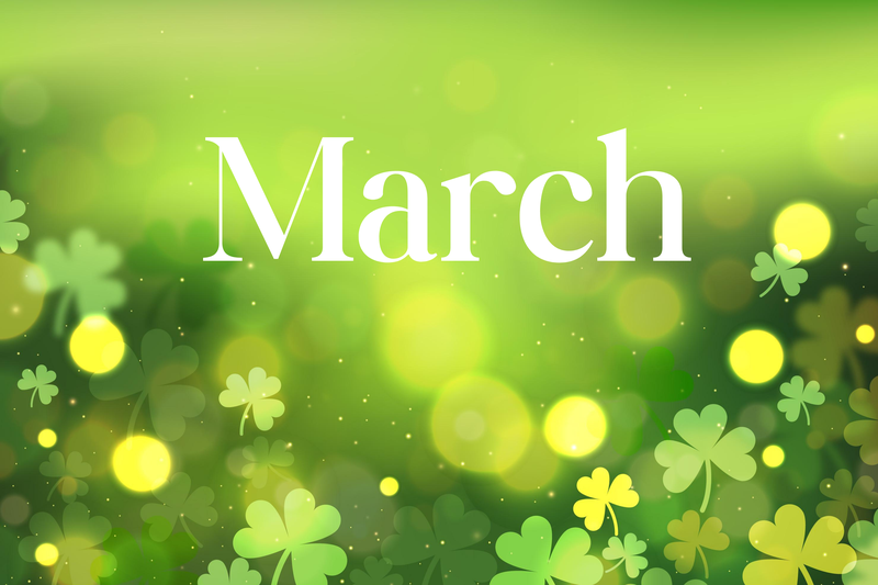 March with green clovers