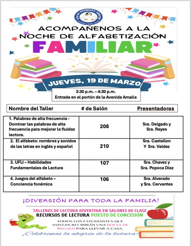 Literacy Night Spanish Flyer