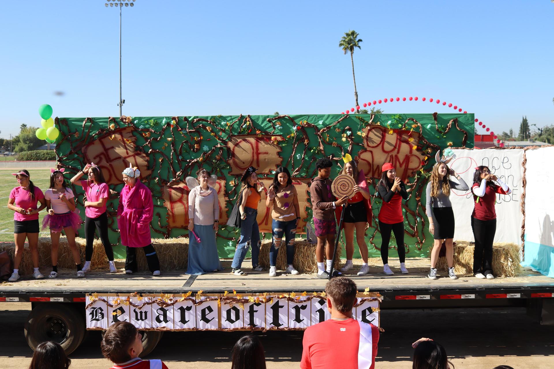 students and staff at the homecoming rally