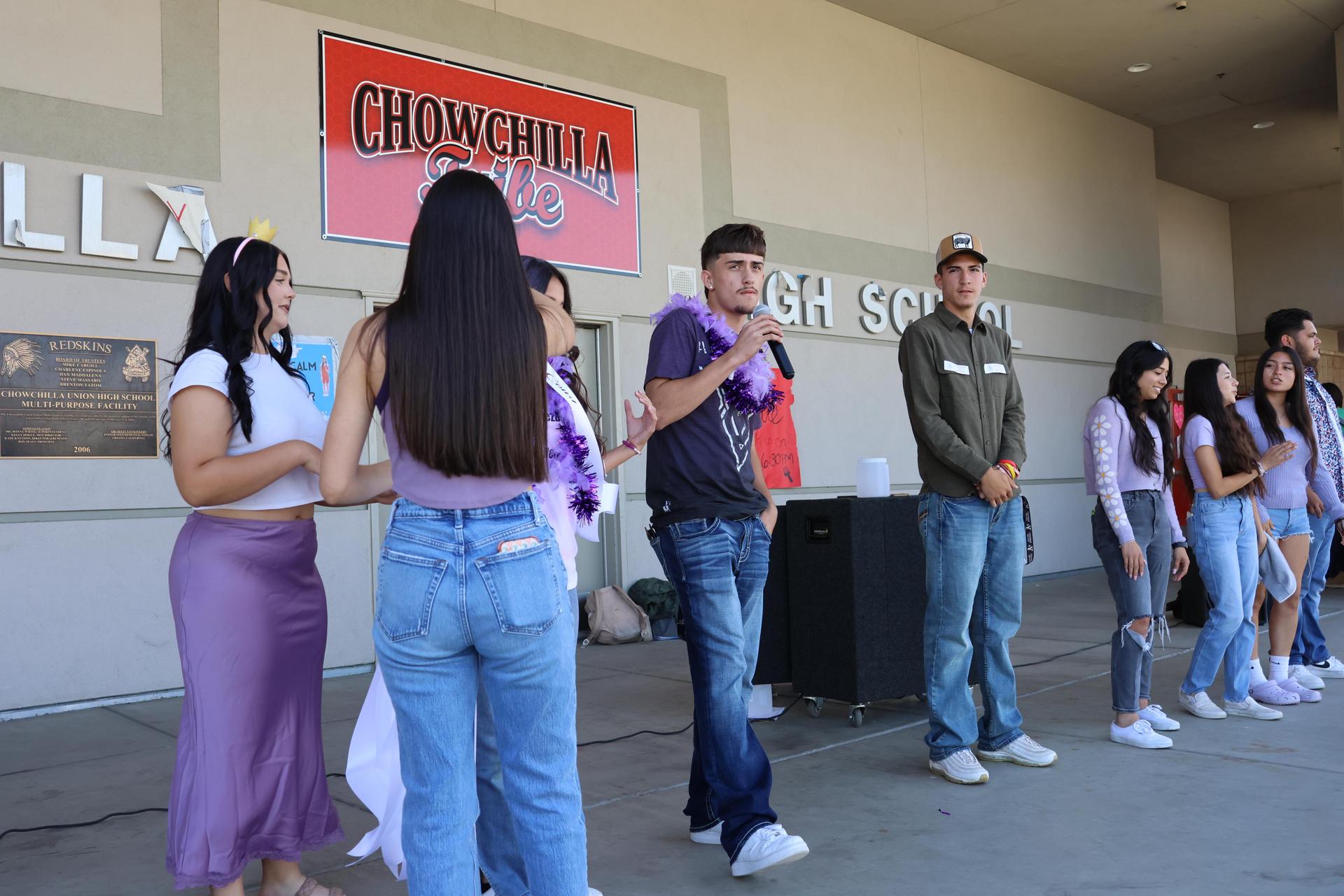 students and staff dressed up for homecoming