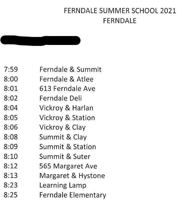 Summer School Ferndale 2021