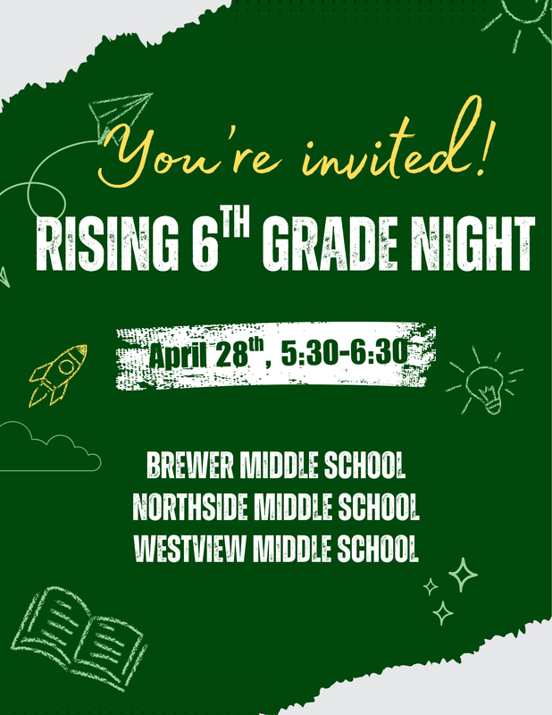 Rising 6th Grade Orientation Night April 28, 5:30-6:30PM