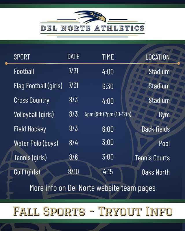 Fall Sports Schedule