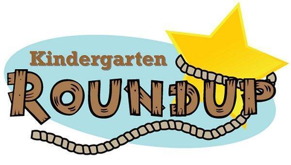 Colorful logo featuring the text 'Kindergarten Roundup' with a star and rope design.