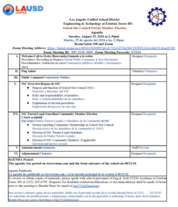 SSC Parent Member Election Agenda