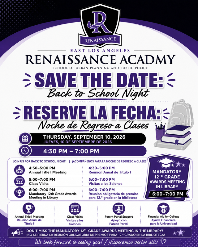 Back to School Night Sept 10th