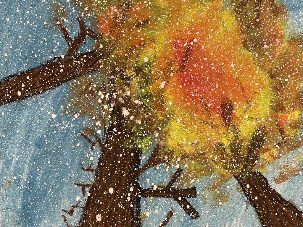 A painting of trees.