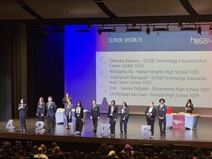 Myrapaz San Juan on stage during the awards presentation