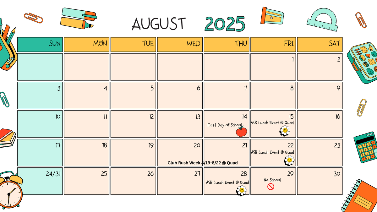 August 25 Calendar