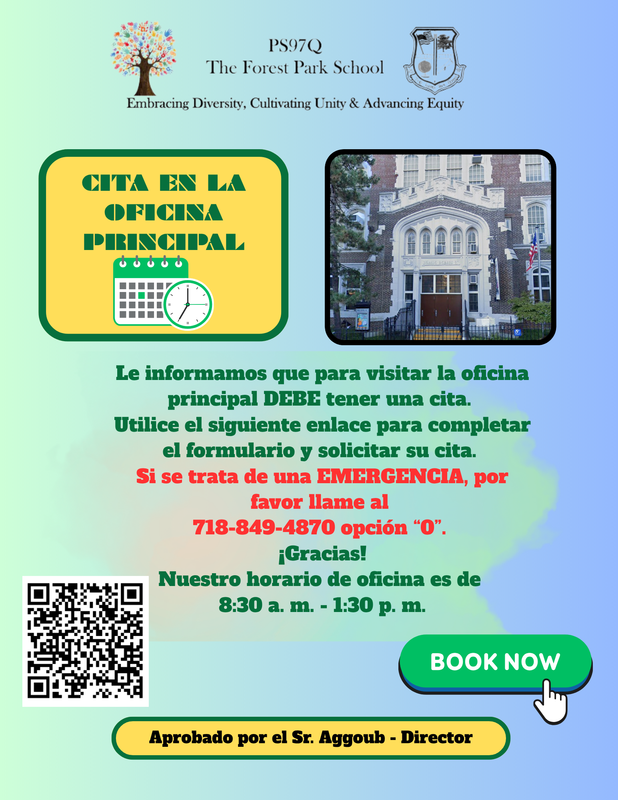 Information about making an appointment to visit the office in Spanish