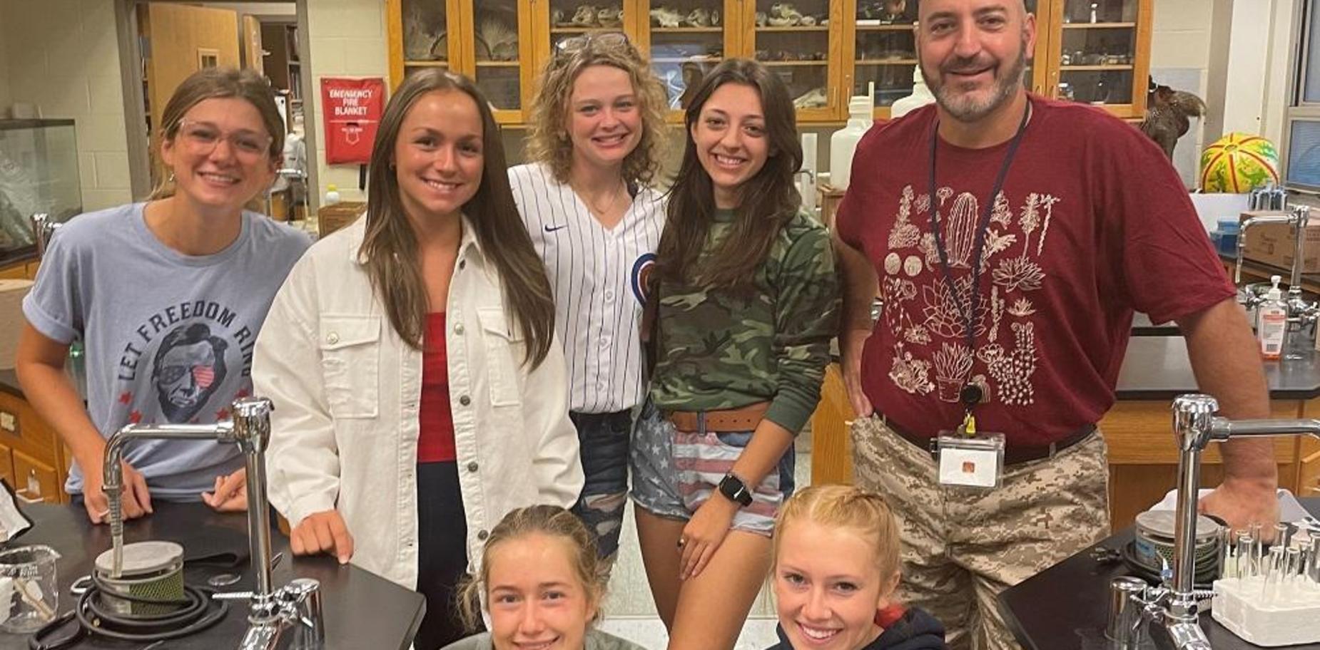 students and teacher on Military day