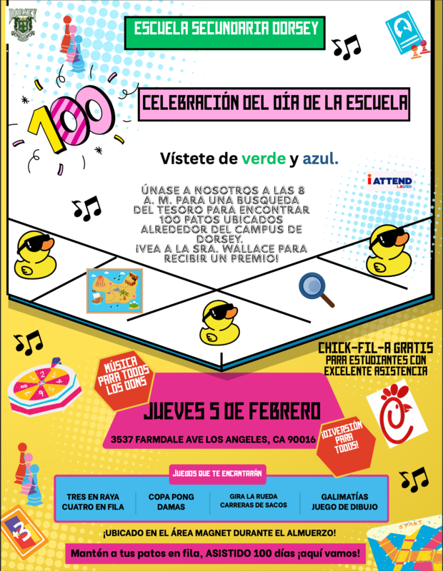 100 days of school celebration flyer spanish