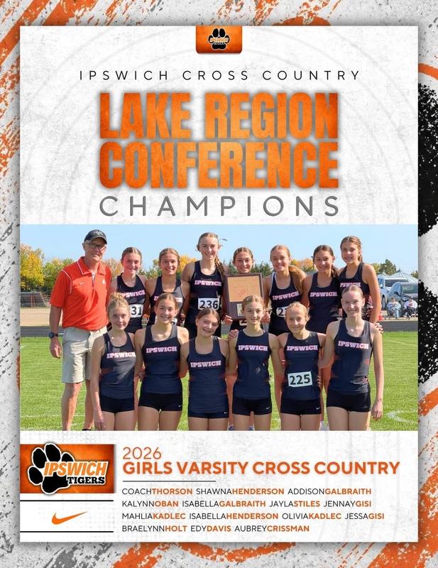 Tiger varsity girls XC 2026 Lake Region Conference Champs