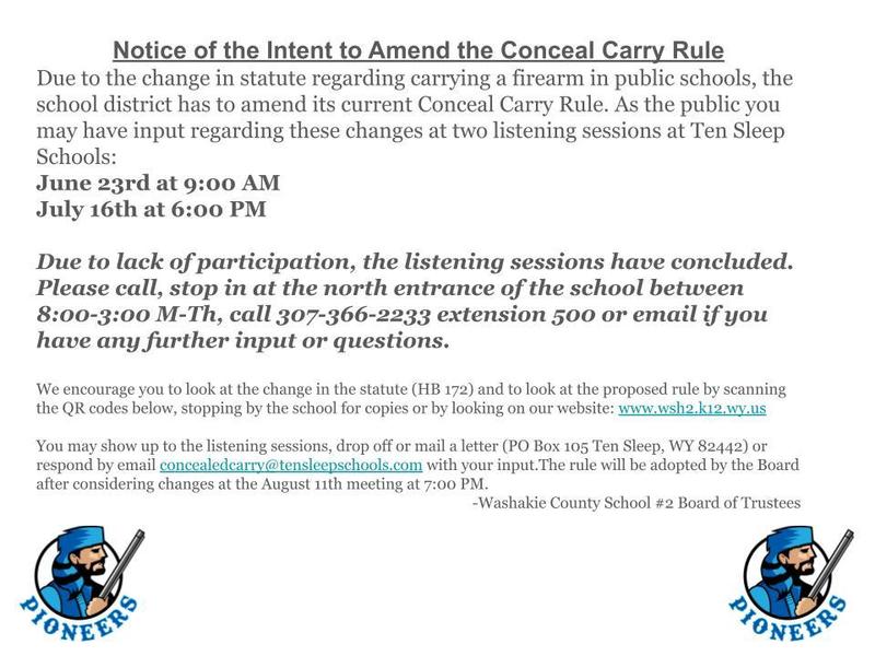 Notice of the Intent to Amend the Conceal Carry Rule Thumbnail Image