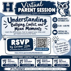 Flyer for the Bullying & Conflict Virtual Parent Session