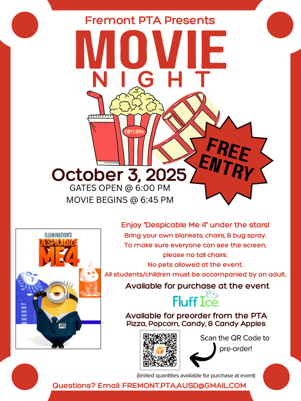 PTA Sponsored Movie Night October 3rd Featured Photo