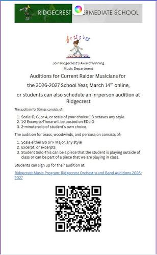 Ridgecrest Auditions 2026