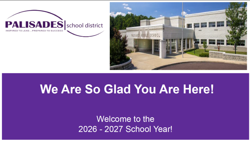 Cover page of the Back to School Presentation featuring a photo of the front of the middle school.