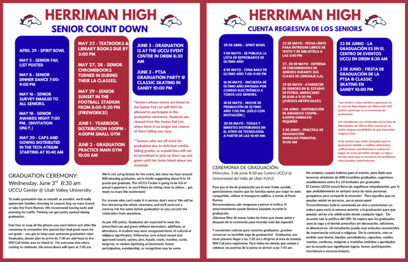 Flyer with information about important dates for seniors