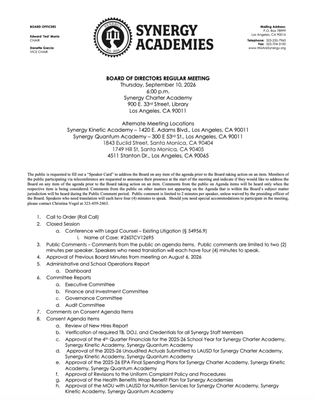 Board Meeting Agenda 9/10/26 Featured Photo