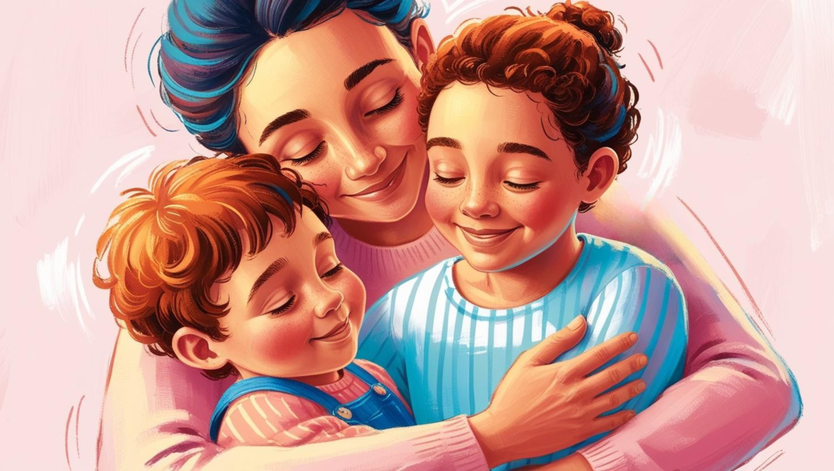 Mom and children clipart