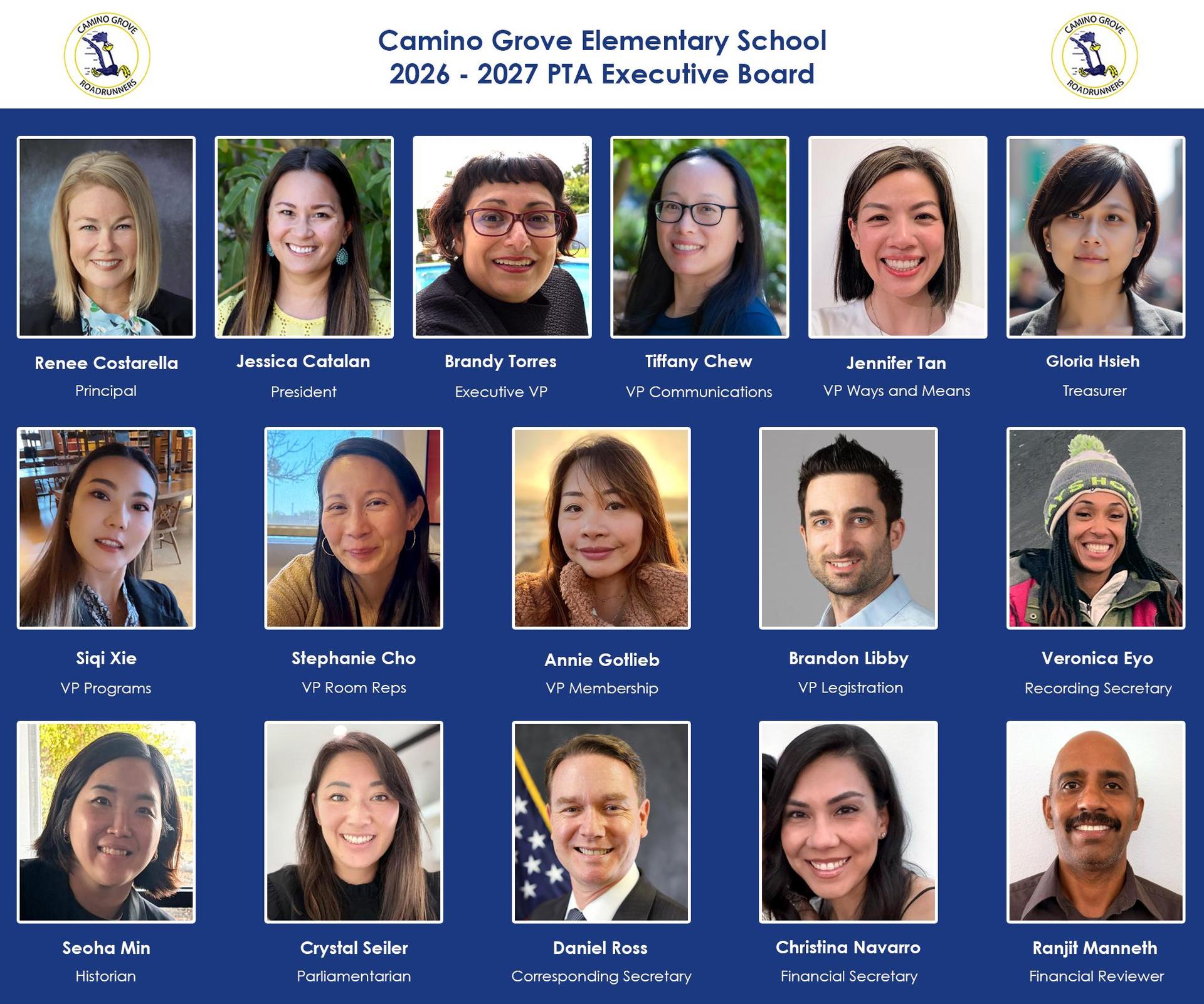 Headshot of each Executive PTA Board Member