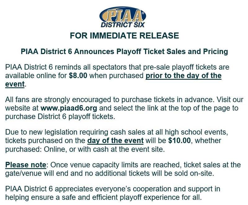 showing ticket and pricing information for piaa