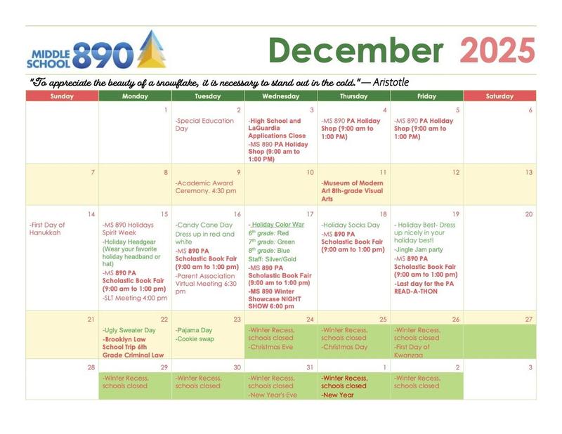 Picture of Front of December Calendar