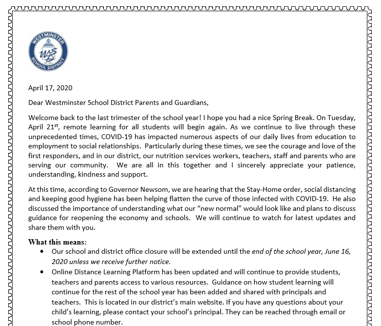April 17th Parent Letter Image