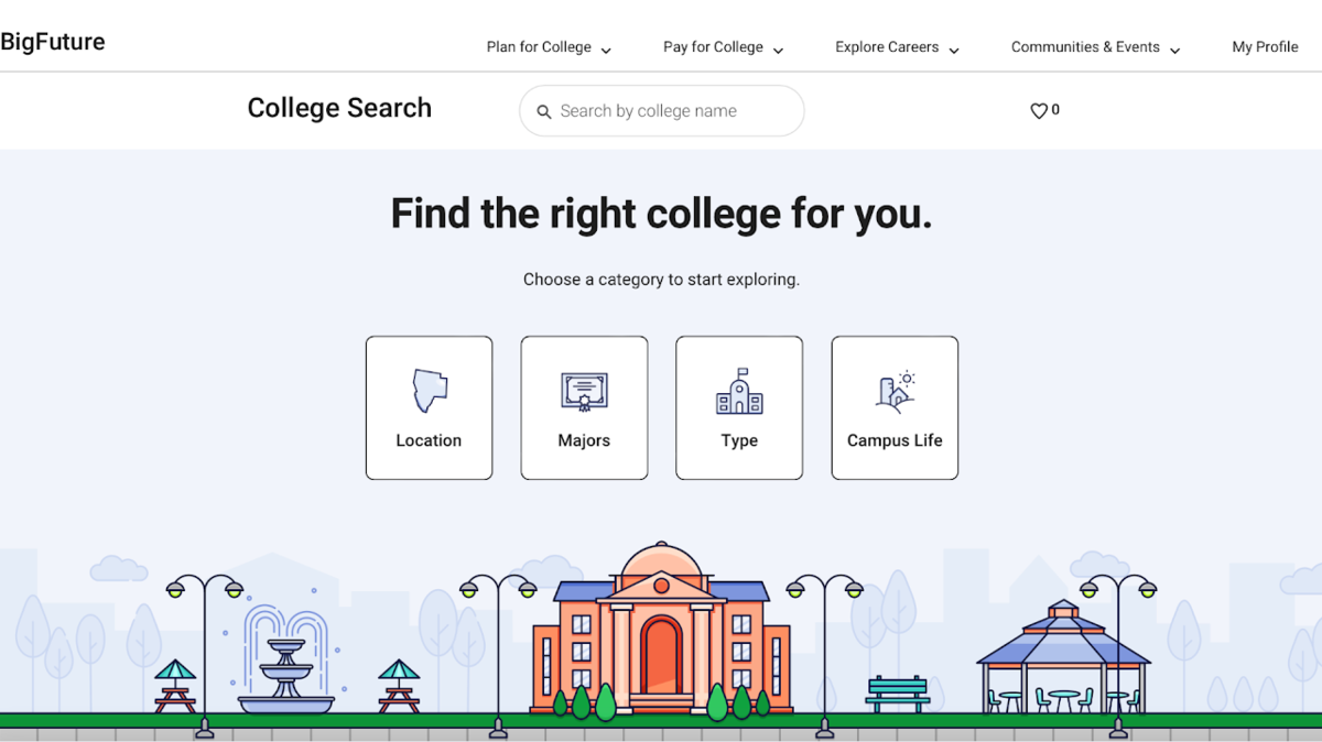 Screenshot for landing page for Big Future website