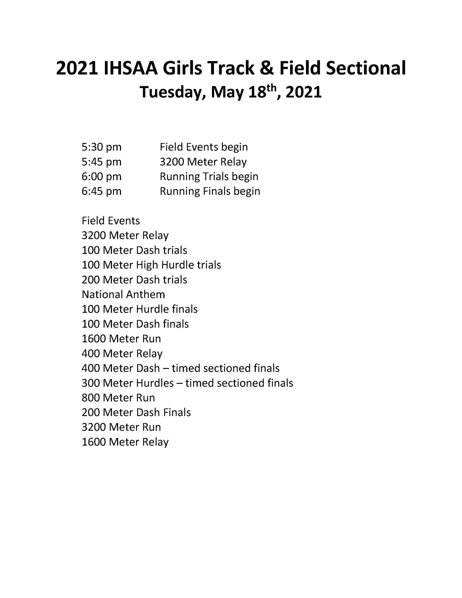 Girls Track Sectionals