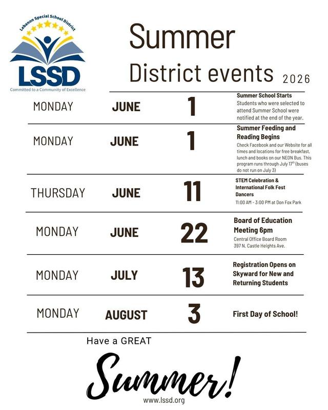 Happy Summer flyer with black print and dates with events