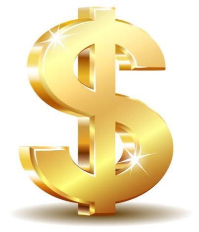 A golden dollar sign with a white background.