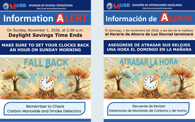 Daylight Saving Time Ends/Horario de Ahorro de Energía Termina