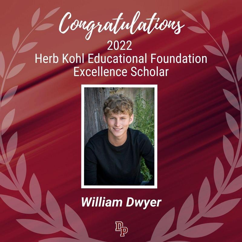De Pere student William Dwyer named Kohl Foundation Excellence Scholar