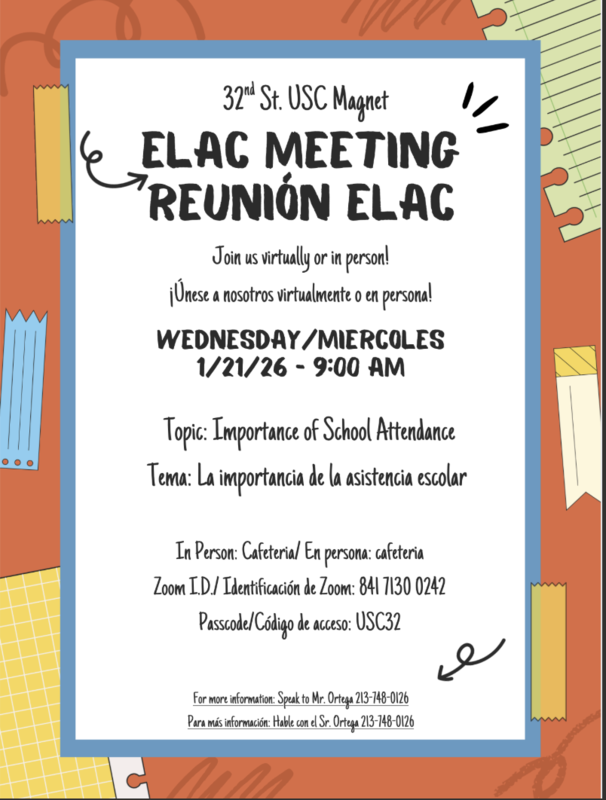 ELAC MEETING/ JUNTA DE ELAC