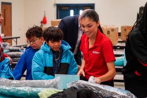 westwind student picking out jacket