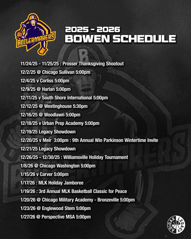 Bowen Boys Varsity Basketball Schedule 2025-2026