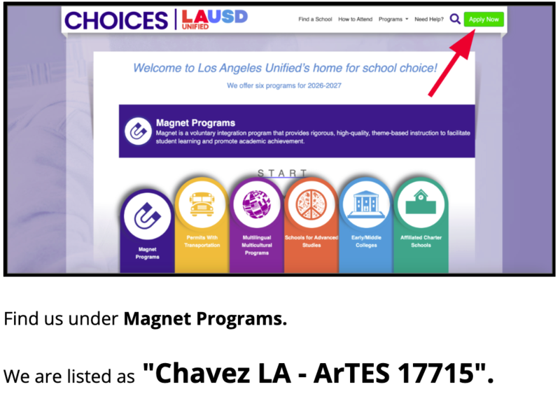 Screenshot of choices website landing page